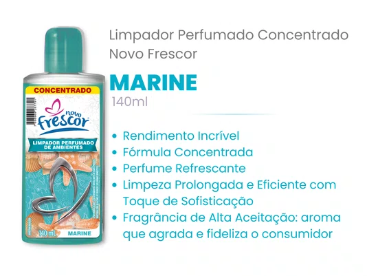 Limpador Perfumado Concentrado Marine | Caixa com 12 unidades | 140ml