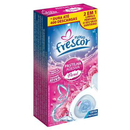 Pastilha Adesiva Sanitária Floral Novo Frescor - Caixa com 24un