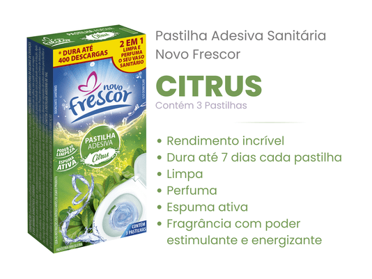 Pastilha Adesiva Sanitária Citrus Novo Frescor - Contém 3un