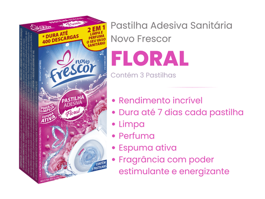 Pastilha Adesiva Sanitária Floral Novo Frescor - Caixa com 24un