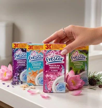 PASTILHA ADESIVA SANITÁRIA MARINE NOVO FRESCOR CAIXA COM 24 UNIDADES