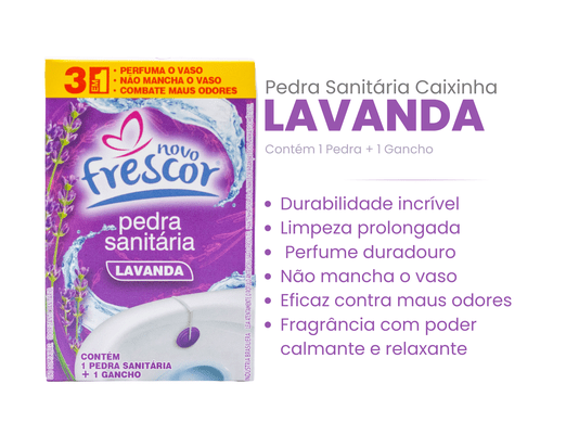 Pedra Sanitária Lavanda Caixinha | 22gramas | Unidade | Novo Frescor