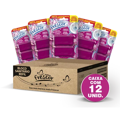 Refil Bloco Sanitário Floral Novo Frescor - caixa com 12 unidades