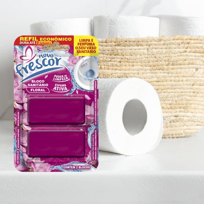Refil Bloco Sanitário Floral Novo Frescor - contém 2 blocos