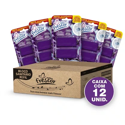 Refil Bloco Sanitário Lavanda Novo Frescor | 2 Blocos | Caixa com 12 Unidades