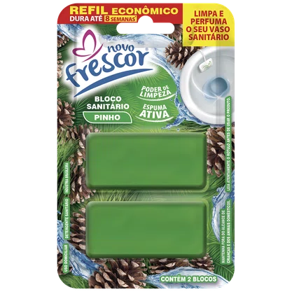Refil Bloco Sanitário Pinho Novo Frescor | 2 Blocos | Caixa com 12 Unidades