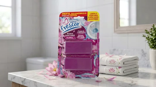 Refil Bloco Sanitário Floral Novo Frescor | 2 Blocos | Caixa com 12 Unidades