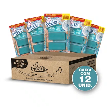 Refil Bloco Sanitário Marine Novo Frescor | 2 Blocos | Caixa com 12 Unidades