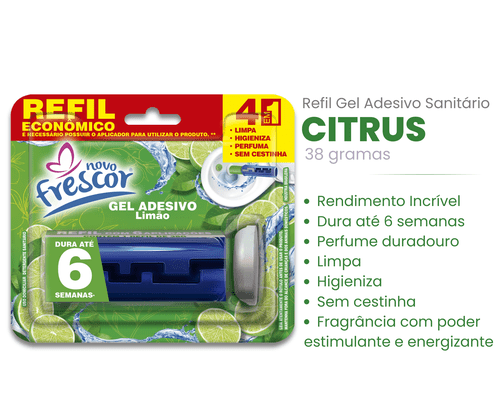Refil Gel Adesivo Sanitário Limão | 6 aplicações 38g | Caixa com 12un