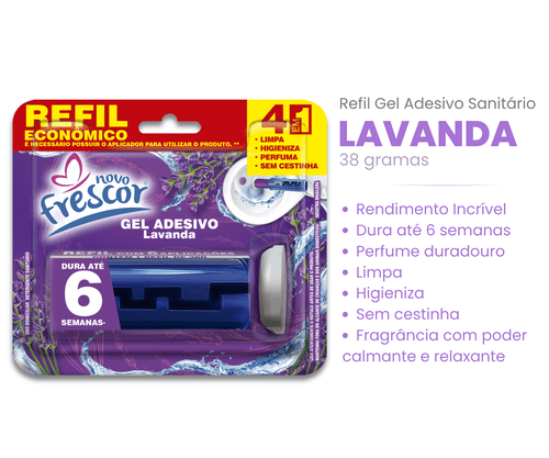 Refil Gel Adesivo Lavanda - 6 aplicações - 38g - cx com 12un