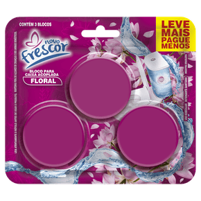 Bloco Sanitário Triplo para Caixa Acoplada Floral Novo Frescor - 45g