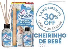 Difusor de Aromas Cheirinho de Bebê | Varetas | Novo Frescor | 100ml