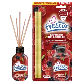 Difusor de Aromas Frutas Vermelhas | Varetas | Novo Frescor | 100ml