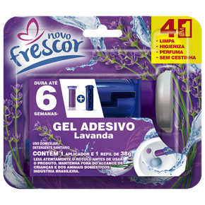Gel Adesivo Sanitário Lavanda com Aplicador - Novo Frescor - 6 aplicações de 38g