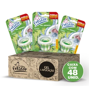 Gel Adesivo Sanitário Limão Novo Frescor | 1 Aplicação | Com Aplicador | 7g | Caixa com 48 Unidades