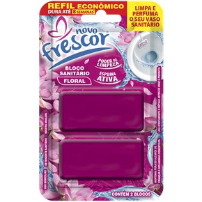 Refil Bloco Sanitário Floral Novo Frescor - contém 2 blocos