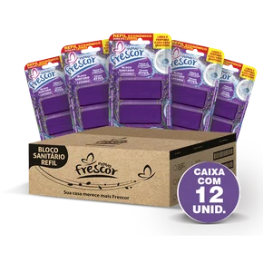 Refil Bloco Sanitário Lavanda Novo Frescor - caixa com 12 unidades